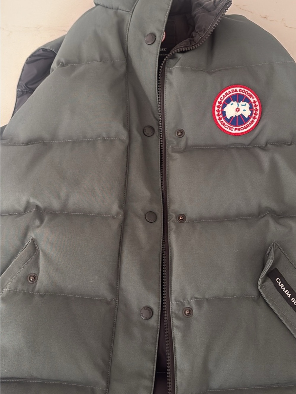 Canada Goose Olive Green Women's Puffer Coat with Logo Patch